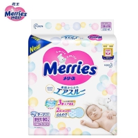 花王妙而舒Merries嬰兒紙尿褲 NB90片(出生-5kg)新生兒嬰兒尿不濕(日本進口)